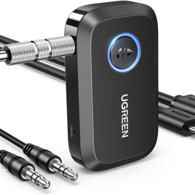 Ugreen UG90748CM596TK pin 15 tiếng xa 15M jack cắm Audio AUX 3.5mm Thiết bị nhận Bluetooth 5.3 hỗ trợ Kết nối cùng lúc 2 điện thoại - HÀNG CHÍNH HÃNG