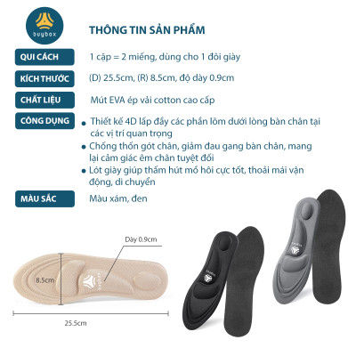 01 cặp lót giày thể thao 4D có gờ chống sốc giảm mỏi gang bàn chân - buybox - BBPK36