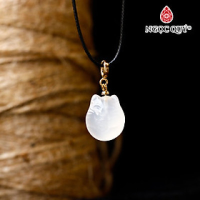 Mặt dây chuyền con mèo đá mã não trắng - Ngọc Quý Gemstones