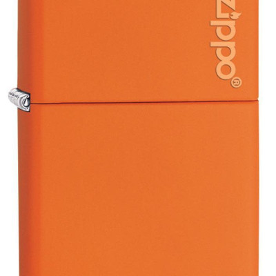 Bộ 4 Sản Phẩm: Bật Lửa Orange Matte With Zippo Logo 231ZL+Xăng+Đá+Bấc