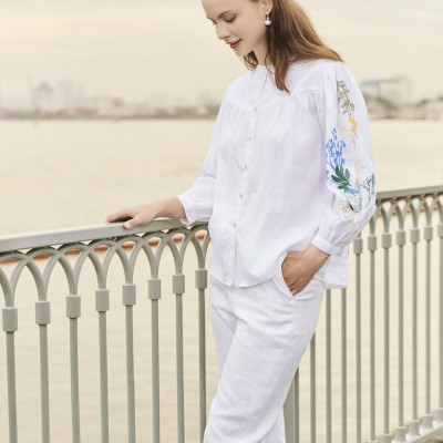 Áo Linen Thêu Tay Mơ TOP206 Thời trang thiết kế Hity
