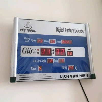 Đồng Hồ LED Treo Tường Kèm Lịch Vạn Niên Cát Tường Sang Trọng – Size Lớn 40x30cm, Loại Cao Cấp Siêu Bền