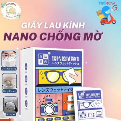 Hộp 100 miếng khăn lau nano dùng 1 lần - Chống bám hơi nước,hơi thở, chống mờ sương cho kính - Hàng Chính Hãng