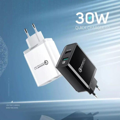 Ugreen UG30599CD132TK 30W màu Đen Củ sạc nhanh 2 cổng USB chuẩn QC 3.0 + 2.4A - HÀNG CHÍNH HÃNG