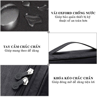Túi Đựng Phụ Kiện Công Nghệ Chống Nước, Chống Sốc Cao Cấp – Chọn Màu - Túi Bảo Vệ Phụ Kiện Điện Thoại Máy Tính Bảng Laptop Tai Nghe Cáp Sạc Củ Sạc Pin Dự Phòng Chính Hãng Dododios