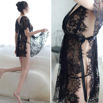 Váy ngủ 2 dây lụa mặc nhà nữ liền thân xẻ 1 bên cao cấp gợi cảm 1 màu đen
