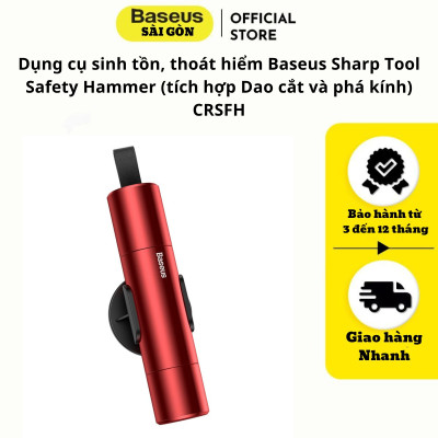 Dụng cụ sinh tồn Baseus Sharp Tool Safety Ham-mer CRSFH (tích hợp Dao cắt và phá kính) - Hàng chính hãng