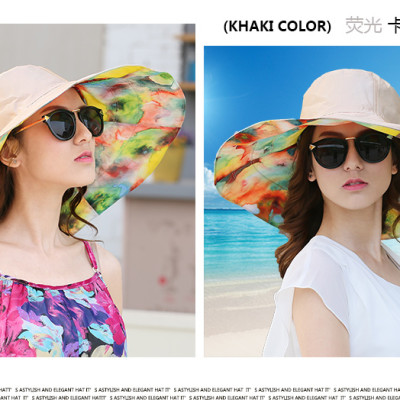 Nón đi biển rộng vành nữ gấp gọn đội 2 mặt kiểu dáng đẹp thanh lịch dona22100106