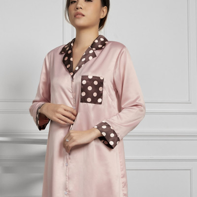 Đầm Pijama Lụa Hàn Cổ Bẻ Maxivic, La Mộc MM112120