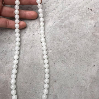 Vòng Chuỗi Đeo Cổ Đẹp Mới Đá Ngọc Hoà Điền Tự Nhiên  Size 8mm Màu Trắng Ngọc Đẹp  Nữ mệnh Kim mệnh Thủy ạ