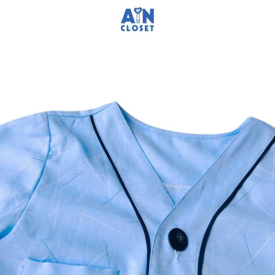 Áo sơ mi xanh cho mẹ cổ chữ V cotton Âu - AICDMEZGSKFO - AIN Closet