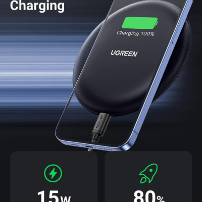 Ugreen UG80537CD186TK 15W Màu ĐEN Đế sạc không dây - HÀNG CHÍNH HÃNG