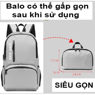 Balo nam nữ đi học thời trang vải dù chống thấm nước siêu nhẹ có thể gấp gọn dùng để đi du lịch tiện ích 117 BEE GEE