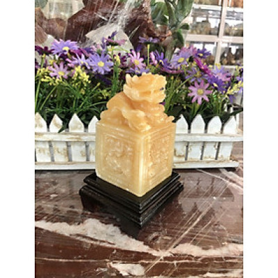 Ấn Kỳ Lân phong thủy đá ngọc hoàng long - Cao 12cm