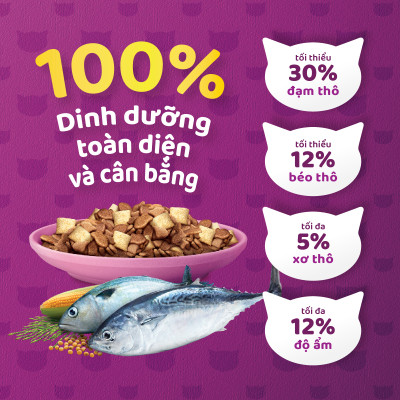 [Bộ 2] Thức Ăn Cho Mèo Con Whiskas Junior 2-12 Months Vị Cá Thu & Cá Biển (Mix Vị) 1.1kg/Túi