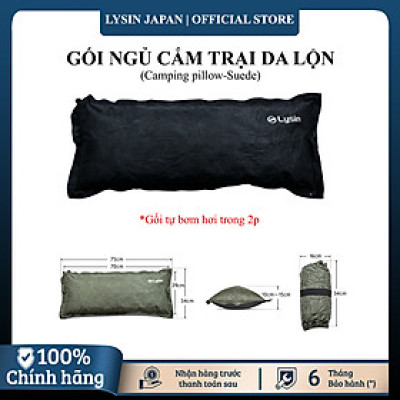 Lysin - gối đầu tự bơm hơi chất liệu da lộn siêu rộng 70cm thoải mái cắm trại dã ngoại camping, picnic du lịch