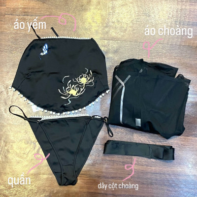 Đồ ngủ Cosplay tiểu thư CH111 set 3 món kèm choàng lụa cao cấp quyến rũ