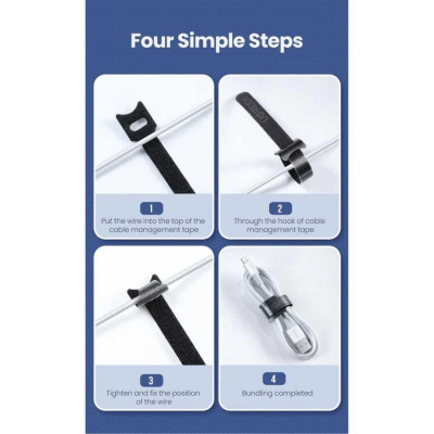 Ugreen UG86419LP401TK 5 sợi 18cm màu đen Dây dán Velcro tiện dụng chất liệu plastic 1 túi có 5 chiếc 20245P5 - HÀNG CHÍNH HÃNG