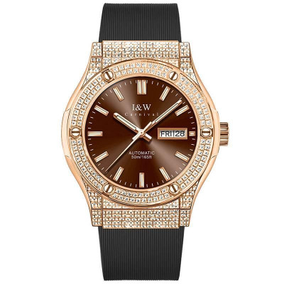 Đồng hồ nam chính hãng IW CARNIVAL IW55851G-48 Viền vàng, Kính sapphire,chống nước 50m,máy cơ Automatic,dây cao su xịn