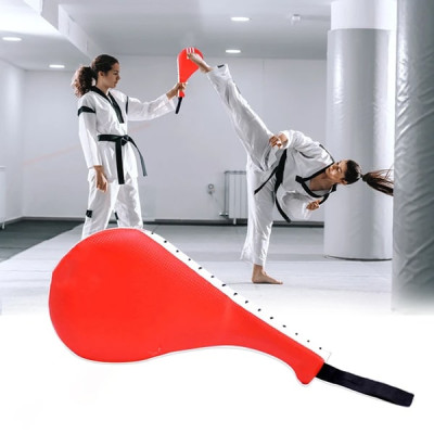 Đích đá cầm tay đôi Kangrui KT333 da PU, đệm EVA dày dặn, tạo tiếng nổ đanh khi đá, an toàn trong tập luyện thể thao