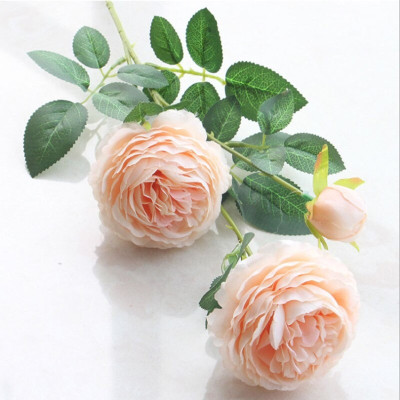 Hoa hồng giả - 2 bông 1 nụ - dài 62cm - Cây giả, hoa lụa trang trí nhà cửa
