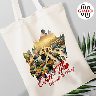 Túi canvas GIADO, túi vải bố, túi tote mẫu Cần Thơ chợ nổi Cái Răng