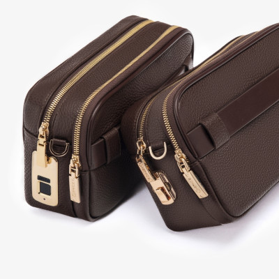 Clutch Cầm Tay Khóa Vân Tay Da Bò Mill RB09 Màu Nâu