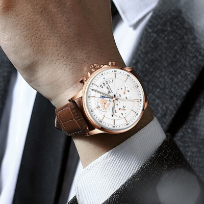 Đồng hồ nam chống nước DIZIZID chính hãng dây da cao cấp - Chạy full 6 kim và lịch ngày - Chống nước tốt - Kim dạ quang - Tặng kèm pin dự phòng DZDT69