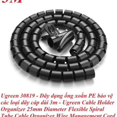 Ugreen UG30819LP121TK 3M màu Đen Dây ống xoắn PE bảo vệ cáp cao cấp - HÀNG CHÍNH HÃNG
