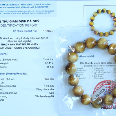 Vòng Tay Phong Thủy đá Mắt Hổ Nâu 12 Ly cho Nam mệnh Kim, mệnh Thổ