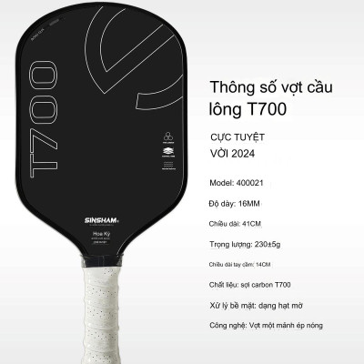 Vợt Pickleball Mặt Nhám T700 Cacbon Siêu Bền, Đồ Dày Vợt 16mm Đại Nam Sport + Tặng Kèm Túi Chống Sốc Và 4 Bóng