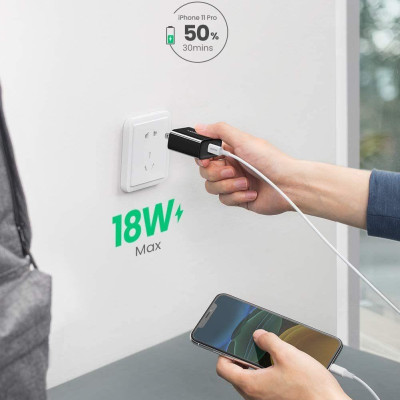 Ugreen UG10184CD137TK 18W PD3.0 usb type c màu đen sạc nhanh chuẩn US ABS plastic - HÀNG CHÍNH HÃNG