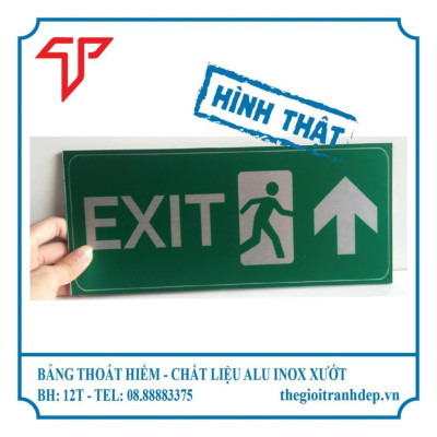 Bảng lối thoát hiểm, bảng exit, bảng chỉ dẫn, biển hướng dẫn exit, bảng exit in uv trên alu inox đẹp