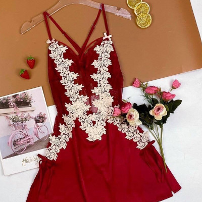 Váy ngủ lụa hai dây cao cấp Q71 - Váy ngủ 2 dây sexy - Đầm ngủ nữ ren hoa - Đồ ngủ mạc nhà