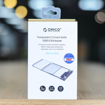Hộp Đựng Ổ Cứng Di Động HDD Box 2.5 ORICO 2139U3 USB3.0/2.5 Nhựa Trong Suốt - Hàng Chính Hãng