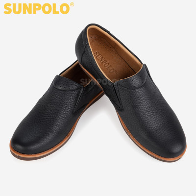 Giày Mọi Nam Da Bò SUNPOLO SUMU01 - Đen