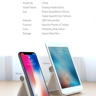 Ugreen UG30285LP106TK Màu Trắng Giá đỡ Điện thoại + Máy tính bảng để bàn - HÀNG CHÍNH HÃNG
