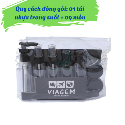 Bộ chiết mỹ phẩm du lịch 9 món Set chiết mỹ phẩm mini 9 món tiện lợi Bộ chiết du lịch xanh mint – Nhỏ gọn, xinh xắn, chuẩn xách tay