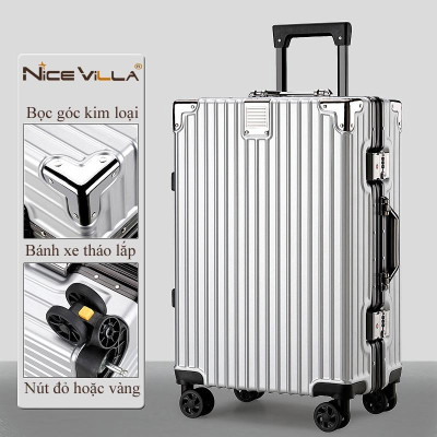 [Size 20inch] Vali Khung Nhôm Vân Nhám Chống Trầy Xước NiceVilla