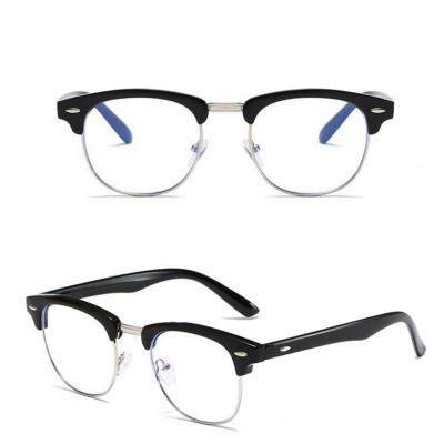 Kính xinh, Kính nửa viền unisex cao cấp màu Đen bạc