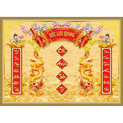 Tranh dán tường Tranh trang trí bàn thờ cửu huyền thất tổ UD0958K