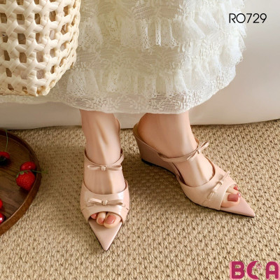 [NỮ TÍNH]  Giày Sandal Đế Xuồng Mũi Nhọn Quai Mảnh Cao 7P RO729 ROSATA tại BCASHOP - Sang Trọng - Tôn Dáng - Dễ Phối Đồ