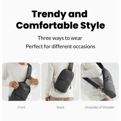 Ugreen UG15581LP673TK đeo chéo vai Balo chống thấm nước chất liệu Oxford Fabric & Velvet xám đen - HÀNG CHÍNH HÃNG