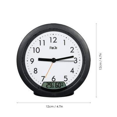 Đồng hồ báo thức im lặng có màng LCD hiển thị nhiệt độ và độ ẩm có đèn nền đáy chống trượt