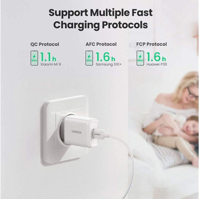 Ugreen UG10133CD122TK 18W QC3.0 màu Trắng Củ sạc nhanh cổng USB - HÀNG CHÍNH HÃNG