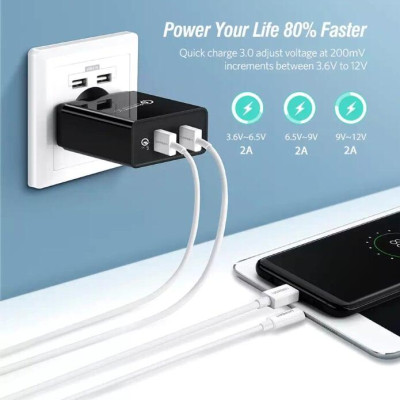 Ugreen UG30599CD132TK 30W màu Đen Củ sạc nhanh 2 cổng USB chuẩn QC 3.0 + 2.4A - HÀNG CHÍNH HÃNG