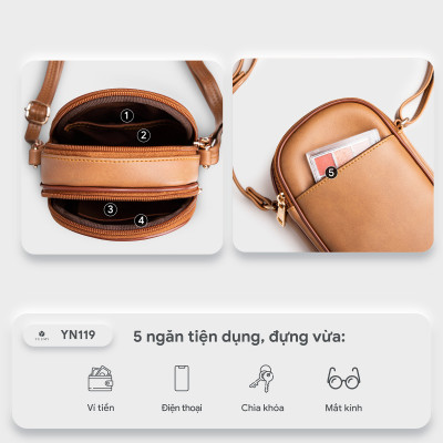 Túi Yuumy ( Thời trang nữ đựng điện thoại size 12 - Túi đeo chéo da Seasand YN119 )