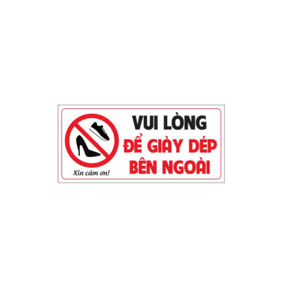 Tem Để Giầy Dép Bên Ngoài, Tem Decal Nhựa Dán Chú Ý, Nhắc Nhở Để Giầy Dép Bên Ngoài Phòng Để Giữ Vệ Sinh. Takyhome 5003