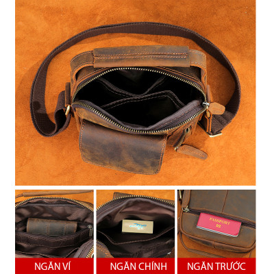 Túi đeo chéo nam DA BÒ THẬT phong cách mới  - BEE GEE DCN9231