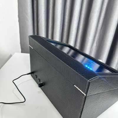 [BH 2 Năm Động Cơ] Hộp Đồng Hồ Cơ 6 Xoay + 6 Tĩnh Vỏ Da Sần Dày Có Đèn Led